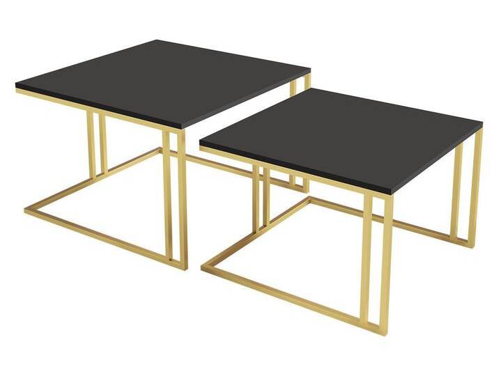 MIRJAN24 Couchtisch Astro Gold (2er-Set), Vierkantrohrrahmen aus Stahl, schwarz, Gold / Schwarz Molet von Mirjan24