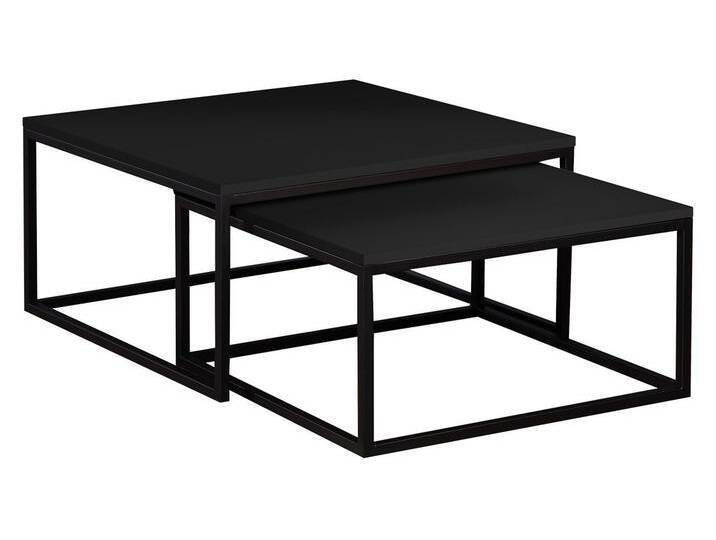 MIRJAN24 Couchtisch Dual (2er-Set), Vierkantrohrrahmen aus Stahl, schwarz pulverbeschichtet, schwarz, Schwarz / Schwarz Molet von Mirjan24