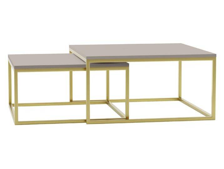 MIRJAN24 Couchtisch Dual Gold (2er-Set), Vierkantrohrrahmen aus Stahl, gold pulverbeschichtet, beige, Gold / Cashmere von Mirjan24