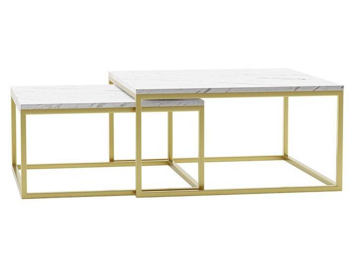 MIRJAN24 Couchtisch Dual Gold (2er-Set), Vierkantrohrrahmen aus Stahl, gold pulverbeschichtet, weiß, Gold / Bianco Marmor von Mirjan24