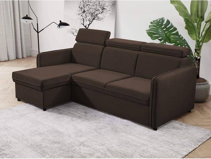 MIRJAN24 Ecksofa Barcelo Mini, mit Bettkasten und Schlaffunktion, Einstellbare Kopfstützen, 220x140x84-96 cm, braun, Enjoy New 04 von Mirjan24