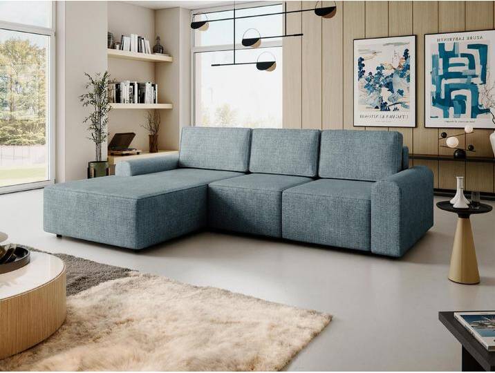 MIRJAN24 Ecksofa Bella L, mit Schlaffunktion und Bettkasten, Rückenlehne in Form beweglicher Kissen, grau, Sierra 751 von Mirjan24