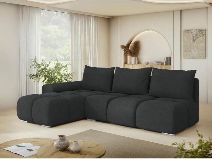 MIRJAN24 Ecksofa Bestii, mit Schlaffunktion und Bettkasten, Rückenlehne in Form beweglicher Kissen, schwarz, Velo 636 von Mirjan24