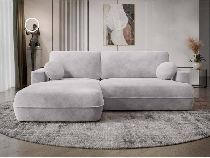 MIRJAN24 Ecksofa Fuego L, mit Schlaffunktion und Bettkasten, 260x168x87 cm, mit zwei Dekokissen, grau, Velo 633 von Mirjan24