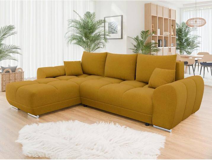 MIRJAN24 Ecksofa Logo, mit Bettkasten und Schlaffunktion, Ausziehmechanismus DL, Kissen-Set, gelb, Velo 626 von Mirjan24