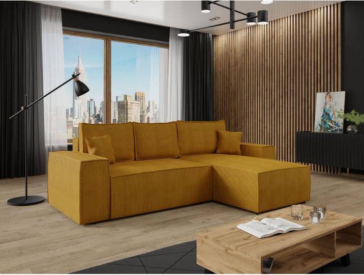 MIRJAN24 Ecksofa Malaga L Cord, mit Bettkasten und Schlaffunktion, Rückenlehne in Form beweglicher Kissen, gelb, Poso 01 MIRJAN24 Ecksofa Malaga L Cord, mit Bettkasten und Schlaffunktion, Rückenlehne in Form beweglicher Kissen, gelb, Poso 01 von Mirjan24