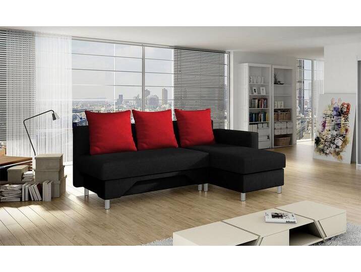 MIRJAN24 Ecksofa Tom, mit 2 Bettkasten und Schlaffunktion, L-Form Couch, schwarz, Suedine 1 + Suedine 1 + Suedine 3100 von Mirjan24