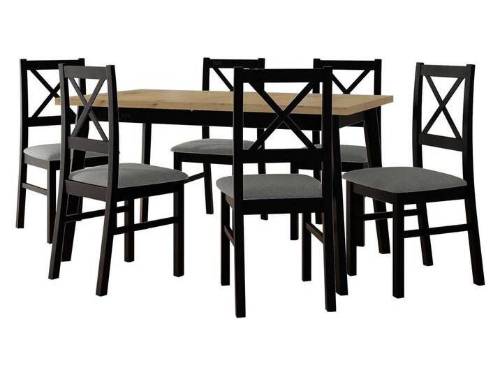 MIRJAN24 Essgruppe DR-011, (7er-Set, Esstisch Oslo V, 6x Stühle Nilo XI), Einlegeplatte für den Tisch befinden sich unter der Tischplatte, grau von Mirjan24