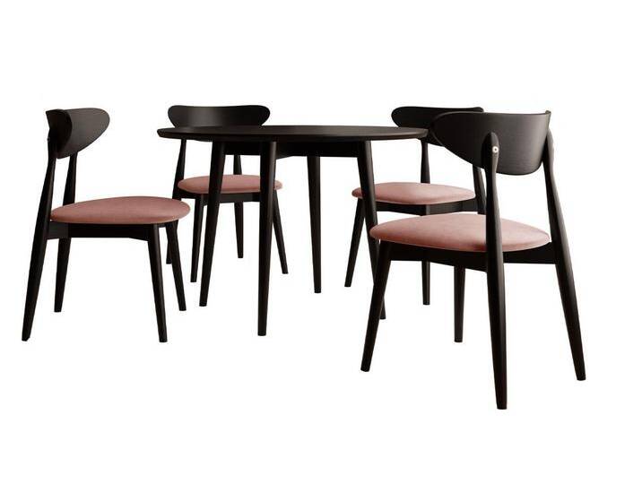 MIRJAN24 Essgruppe Diplodok-01, (Komplett-Set, 4 Skandinavischen Stühlen, Esstisch), rosa, Holzfarbe: Schwarz / Schwarz, Magic Velvet 2258 von Mirjan24