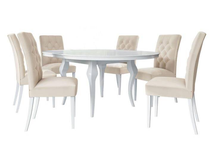 MIRJAN24 Essgruppe Diplodok-06, (Komplett-Set, Rechteckig Ausziehbarer Esstisch und 6 Esszimmerstühle), beige, Magic Velvet 2250 von Mirjan24