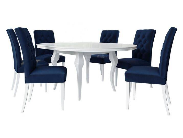 MIRJAN24 Essgruppe Diplodok-06, (Komplett-Set, Rechteckig Ausziehbarer Esstisch und 6 Esszimmerstühle), blau, Magic Velvet 2216 von Mirjan24