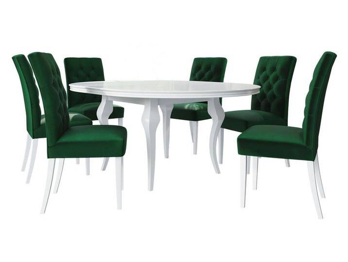 MIRJAN24 Essgruppe Diplodok-06, (Komplett-Set, Rechteckig Ausziehbarer Esstisch und 6 Esszimmerstühle), grün, Magic Velvet 2225 von Mirjan24