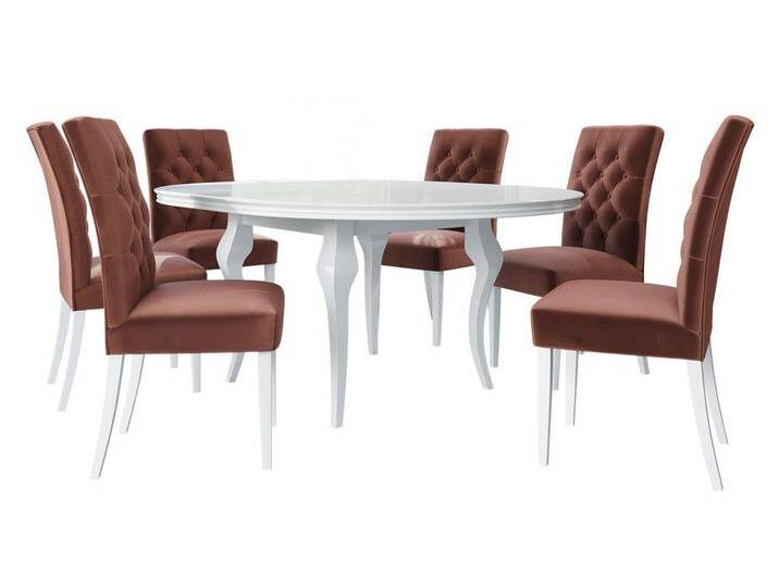 MIRJAN24 Essgruppe Diplodok-06, (Komplett-Set, Rechteckig Ausziehbarer Esstisch und 6 Esszimmerstühle), rosa, Magic Velvet 2258 von Mirjan24