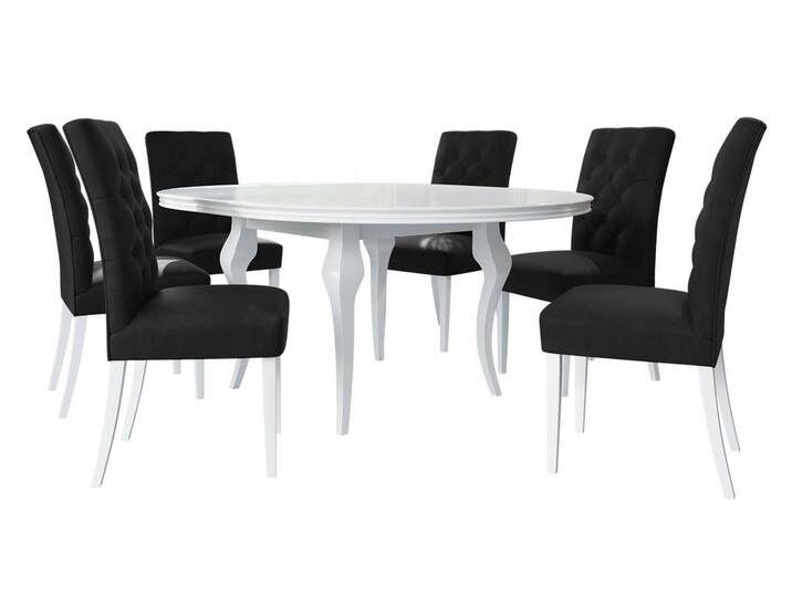 MIRJAN24 Essgruppe Diplodok-06, (Komplett-Set, Rechteckig Ausziehbarer Esstisch und 6 Esszimmerstühle), schwarz, Magic Velvet 2219 von Mirjan24