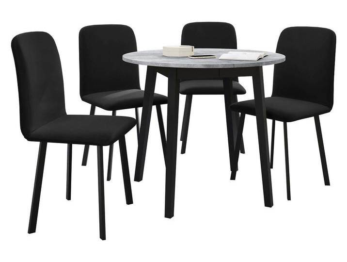 MIRJAN24 Essgruppe MB 4, (5er-Set, Tisch Dione S + 4x Stühle Luke), Ausziehbarer, schwarz, Holzfarbe: Grau Marmor / Schwarz, Amor Velvet 4322 von Mirjan24