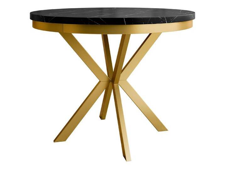 MIRJAN24 Esstisch Edder Gold 120 (Ausziehbarer), 120-196x120x76 cm, Gold Beine, schwarz, Gold / Black Pietra Grigia von Mirjan24