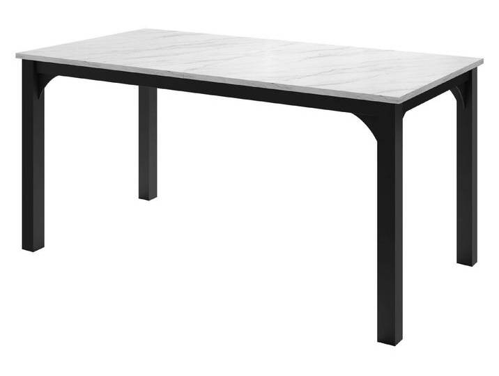 MIRJAN24 Esstisch Focus 160 (Ausziehbar - 1x Einlegeplatte), 160 - 198x90x76 cm, schwarz weiß, Schwarz / Bianco Marmor von Mirjan24