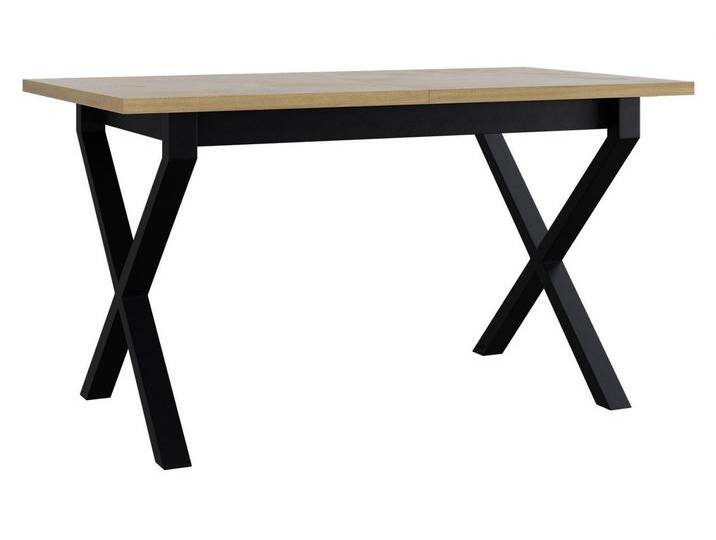 MIRJAN24 Esstisch Ikon I, Ausziehbarer mit Einlegeplatte,80x140/180 cm, beige schwarz, Sonoma - L / Schwarz Metall von Mirjan24