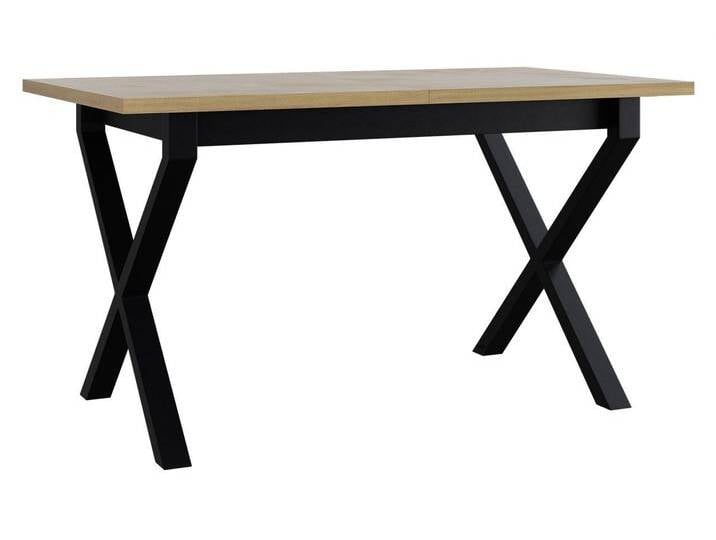 MIRJAN24 Esstisch Ikon I, Ausziehbarer mit Einlegeplatte,80x140/180 cm, beige schwarz, Sonoma - L / Schwarz Metall von Mirjan24