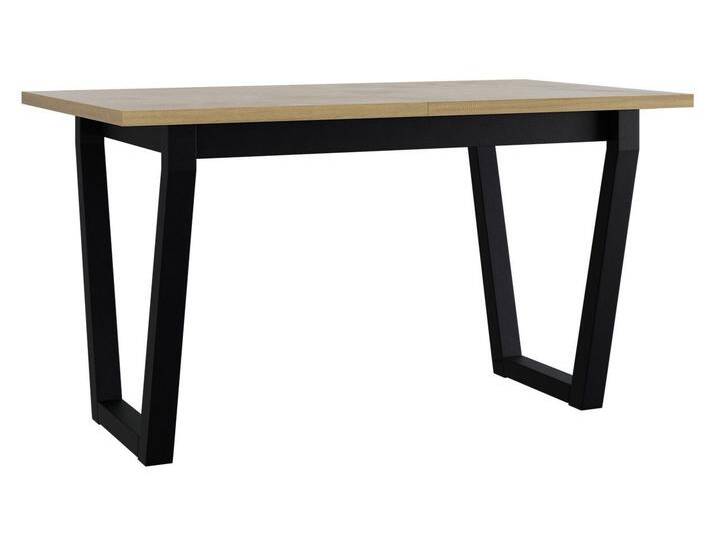 MIRJAN24 Esstisch Ikon II, 80x140/180 cm, Ausziehbarer mit Einlegeplatte, beige schwarz, Sonoma - L / Schwarz Metall von Mirjan24
