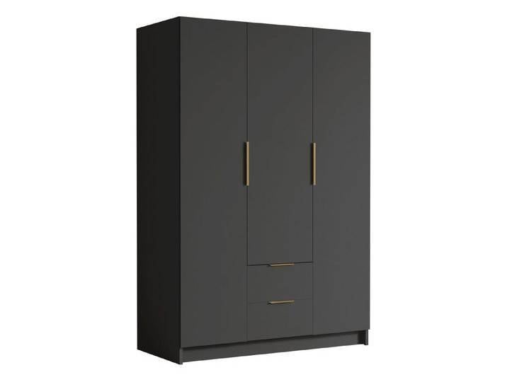 MIRJAN24 Kleiderschrank Calwi I (mit drei Drehtüren und zwei Schubladen) Kleiderstange, gedämpftem Schließsystem, schwarz von Mirjan24