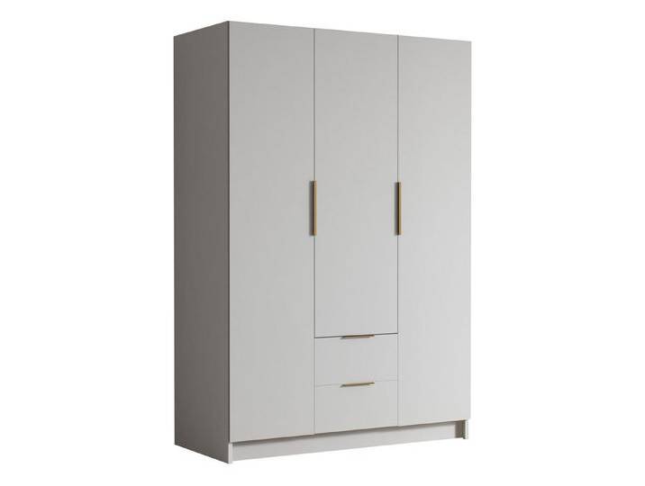 MIRJAN24 Kleiderschrank Calwi I (mit drei Drehtüren und zwei Schubladen) Kleiderstange, gedämpftem Schließsystem, weiß von Mirjan24