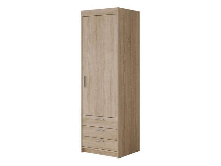 MIRJAN24 Kleiderschrank Elena 1D3S (mit Drehtür und drei Schubladen) 60x53x191 cm, beige, Sonoma Eiche von Mirjan24