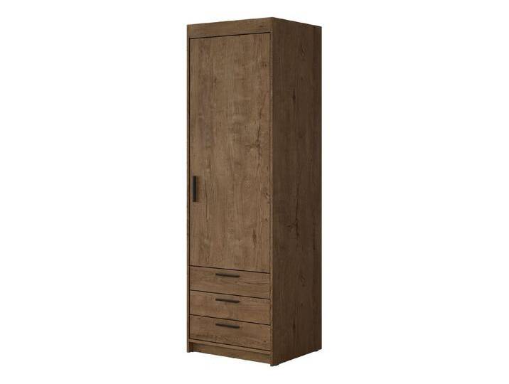 MIRJAN24 Kleiderschrank Elena 1D3S (mit Drehtür und drei Schubladen) 60x53x191 cm, braun von Mirjan24