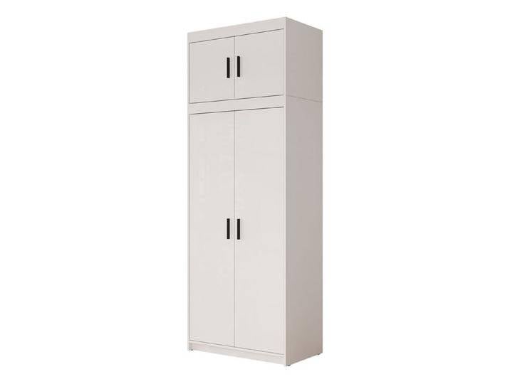 MIRJAN24 Kleiderschrank Elena 2D (mit Drehtüren, Kleiderstange, Einlegeböden) 2-Türig / 4-Türig, Schrankaufsatz als Option, weiß, mit Schrankaufsatz von Mirjan24