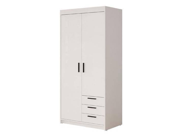 MIRJAN24 Kleiderschrank Elena 2D3S (mit zwei Drehtüren und drei Schubladen) Kleiderstange, 90x53x191 cm, weiß von Mirjan24