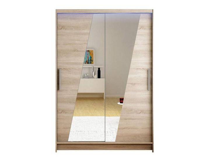 MIRJAN24 Kleiderschrank Miami VIII (mit Spiegel, Kleiderstange, Schiebetüren, Einlegeboden) Garderobenschrank mit 2-türig, Schwebetürenschrank, beige von Mirjan24