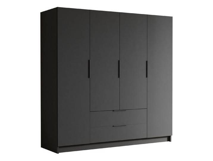 MIRJAN24 Kleiderschrank Sofia I (mit vier Drehtüren und zwei Schubladen) Kleiderstange, gedämpftem Schließsystem, schwarz von Mirjan24