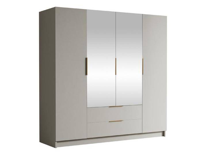 MIRJAN24 Kleiderschrank Sofia II (mit vier Drehtüren und zwei Schubladen) Kleiderstange, Frontspiegel, beige von Mirjan24