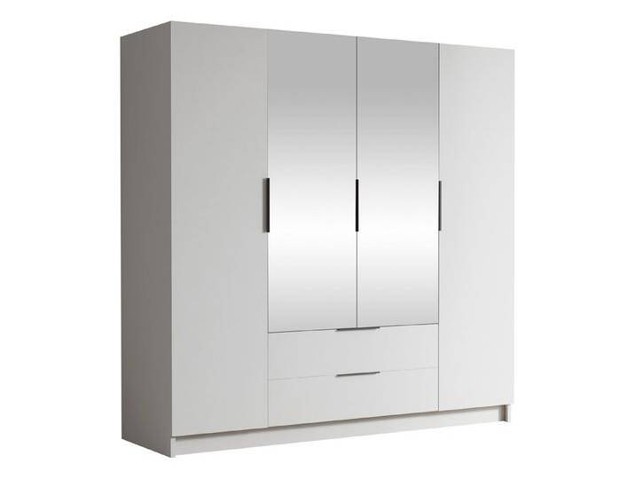 MIRJAN24 Kleiderschrank Sofia II (mit vier Drehtüren und zwei Schubladen) Kleiderstange, Frontspiegel, schwarz weiß von Mirjan24