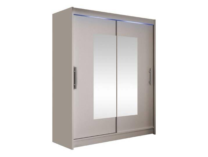 MIRJAN24 Kleiderschrank Westa III (mit Spiegel, Kleiderstange, Schiebetüren, Einlegeboden) Garderobenschrank mit 2-türig, Schwebetürenschrank, beige von Mirjan24