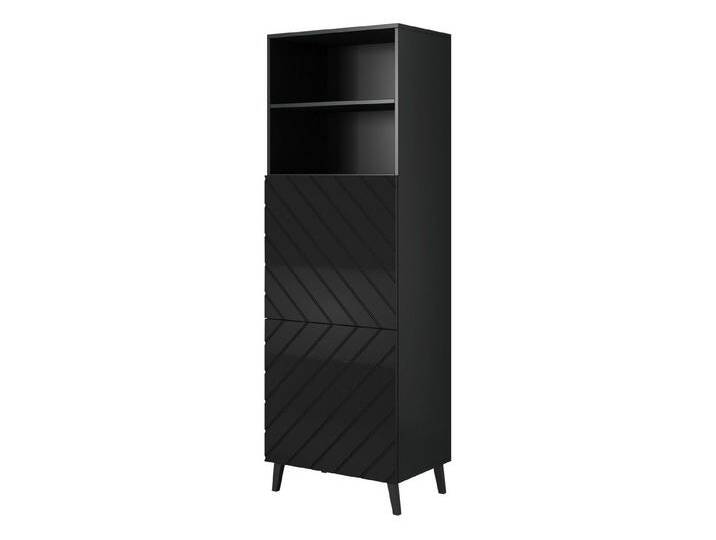 MIRJAN24 Kommode Abeto 100 (mit 4 Drehtüren), Griffloses Öffnungssystem push to open, schwarz, Schwarz / Schwarz Hochglanz von Mirjan24