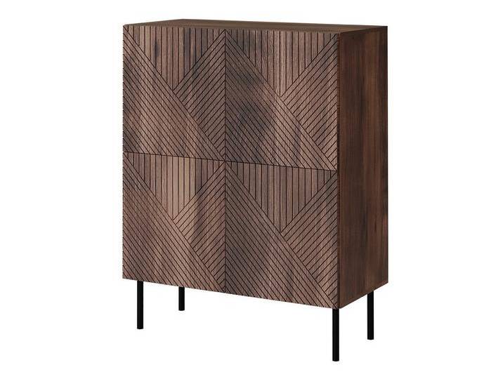 MIRJAN24 Kommode Art Deco 4D 89 (mit vier Drehtüren), Metallfüße, 89x42x118 cm, braun von Mirjan24