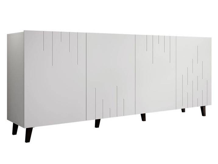 MIRJAN24 Kommode Bari (mit 4 Türen), Ohne Griffe, Fronten gefräst, weiß, Weiß von Mirjan24