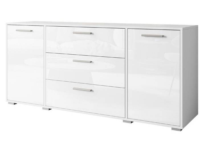 MIRJAN24 Kommode Bogota 150 (mit zwei Drehtür und drei Schubladen), 150x40x68 cm, weiß, Weiß / Weiß Hochglanz von Mirjan24