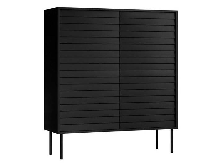 MIRJAN24 Kommode Cortina 100 4D (mit vier Drehtüren), Schwarze Stahlfüße, 102x40x118 cm, schwarz, Schwarz von Mirjan24