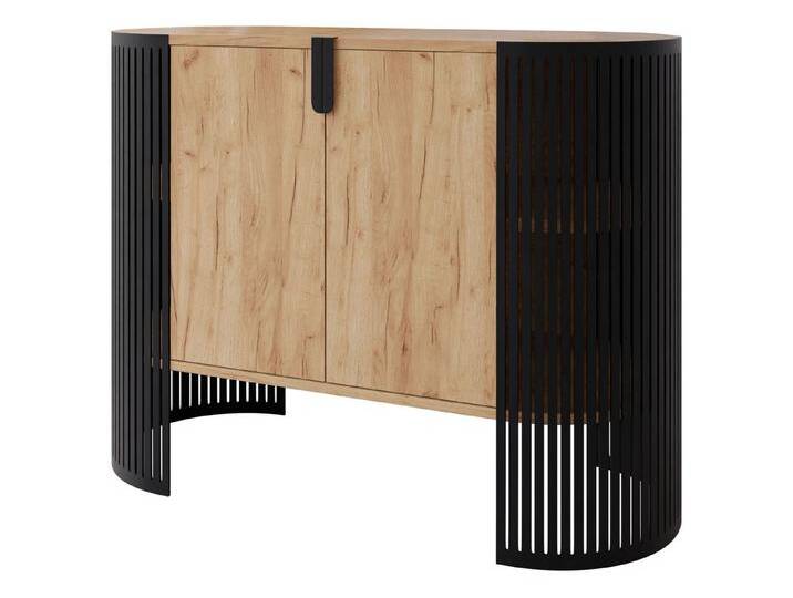 MIRJAN24 Kommode Fikoli (mit zwei Drehtüren), Gedämpftem Schließsystem, 120x40x90 cm, braun schwarz, Schwarz / Eiche Craft Gold von Mirjan24