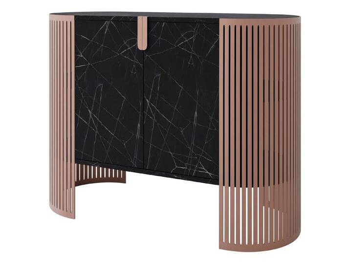 MIRJAN24 Kommode Fikoli Ember (mit zwei Drehtüren), Gestell aus Stahl, Gedämpftem Schließsystem, schwarz, Kupfer / Black Pietra Grigia von Mirjan24