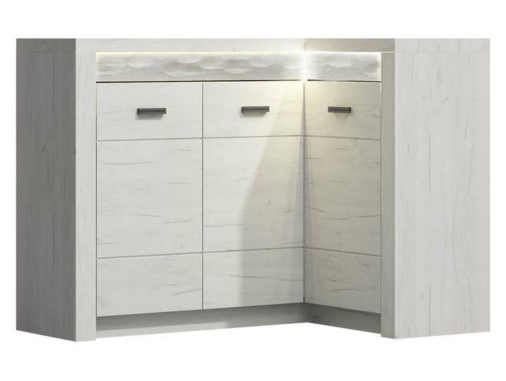 MIRJAN24 Kommode Indianapolis I15 K (3-Drehtüren), Metall Griffe, weiß, mit warmweißer LED Beleuchtung, Kraft Weiss von Mirjan24