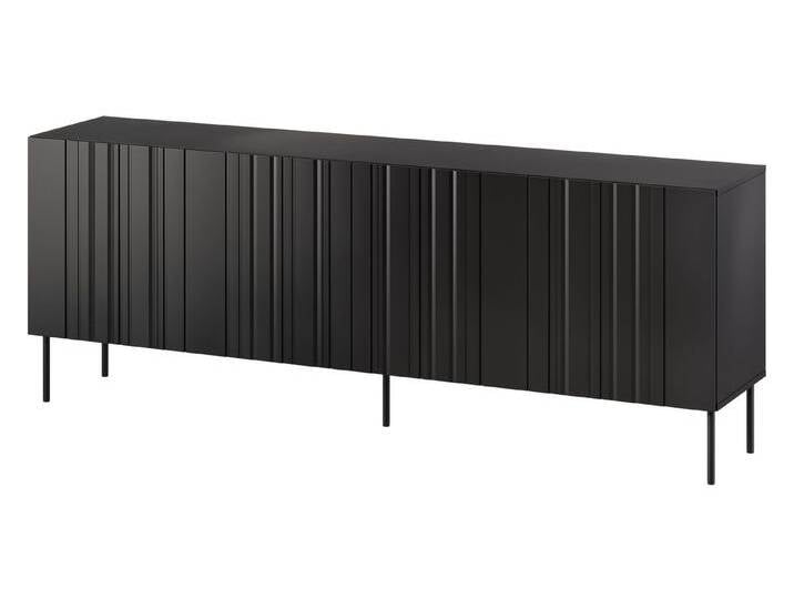 MIRJAN24 Kommode Isla 200 4D (mit vier Drehtüren), Griffloses Öffnungssystem push to open, 201x40x75 cm, schwarz, Schwarz von Mirjan24