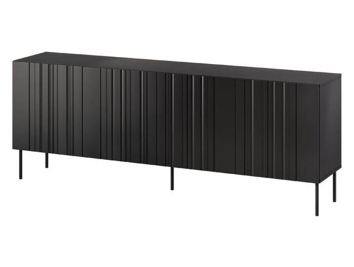 MIRJAN24 Kommode Isla 200 4D (mit vier Drehtüren), Griffloses Öffnungssystem push to open, 201x40x75 cm, schwarz, Schwarz von Mirjan24