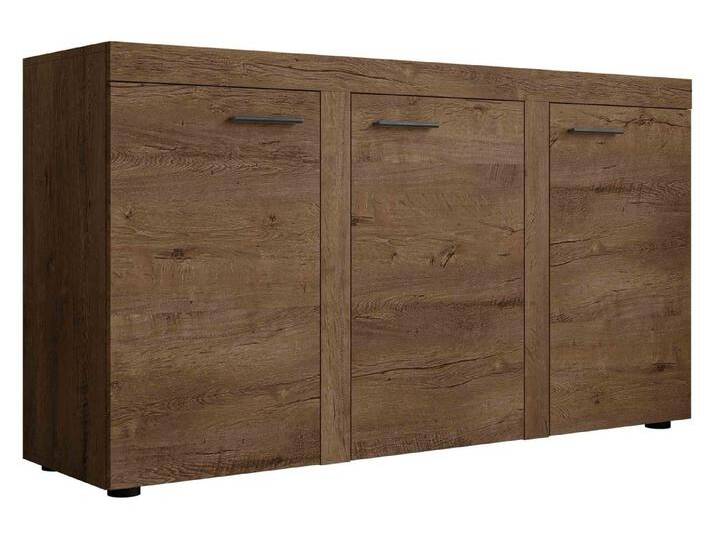 MIRJAN24 Kommode Rumba 3F2 (mit 3 Türen), geometrischen Griffen, braun, Lefkas Eiche von Mirjan24