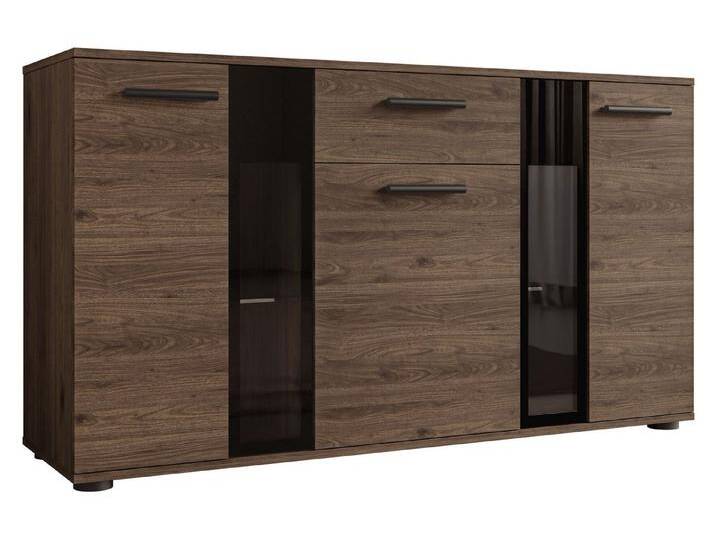 MIRJAN24 Kommode Salsa (mit 3 Türen und Schublade), mit Glasregale, LED-Beleuchtung als Option, braun, ohne Beleuchtung von Mirjan24