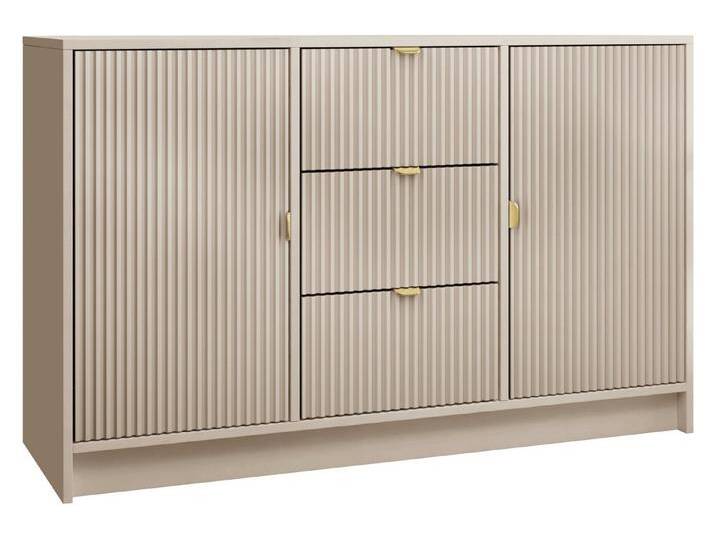 MIRJAN24 Kommode Tireno 2D3SZ (mit zwei Drehtüren und drei Schubladen), Aluminiumgriff in der Farbe Gold, beige, Sandbeige von Mirjan24