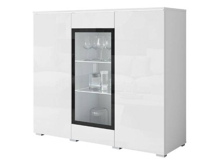 MIRJAN24 Kommode Vera 120 (mit drei Drehtüren), Griffloses Öffnungssystem push to open, weiß, mit weißer LED Beleuchtung, Weiß / Weiß Hochglanz von Mirjan24