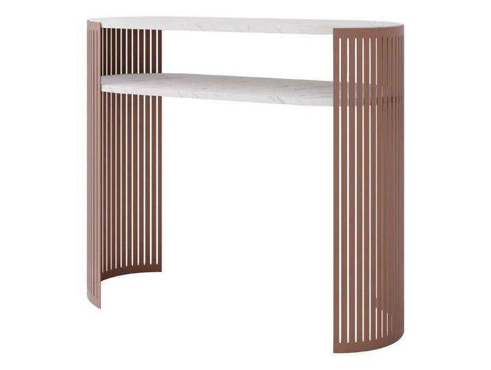 MIRJAN24 Konsolentisch Fikoli Ember (mit Einlegeböden), Gestell aus Stahl, 100x30x86 cm, weiß, Kupfer / Bianco Marmor von Mirjan24